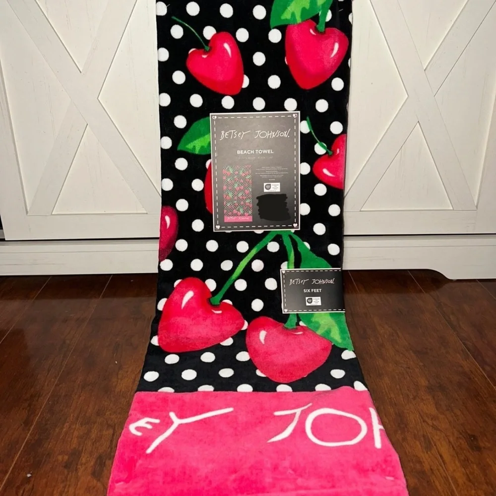 Betsey Johnson Cherry Hearts Beach Towel